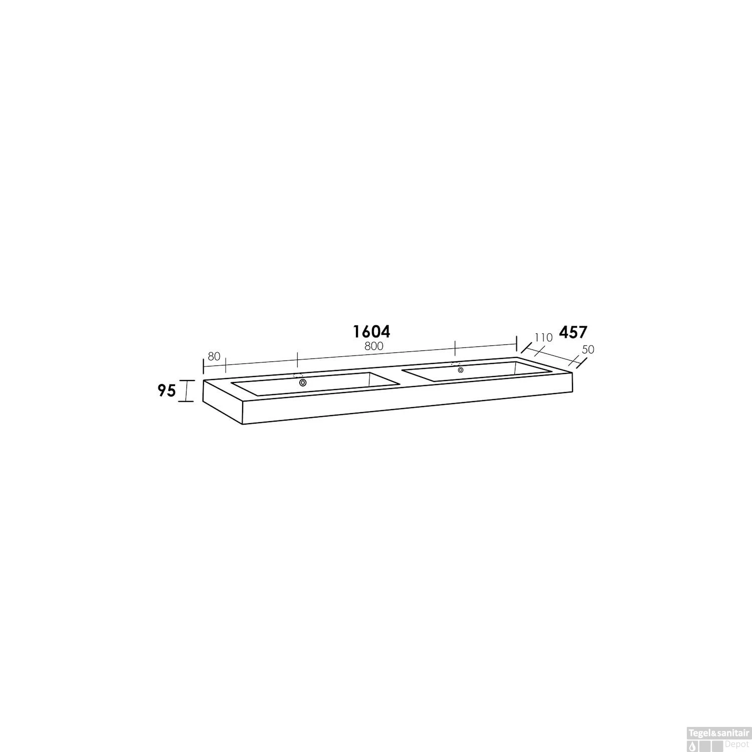 Wastafelblad Exclusive Line Florence 160 0 Kraangaten 6 Wastafelblad Exclusive Line Florence 160 0 Kraangaten - Afbeelding 4