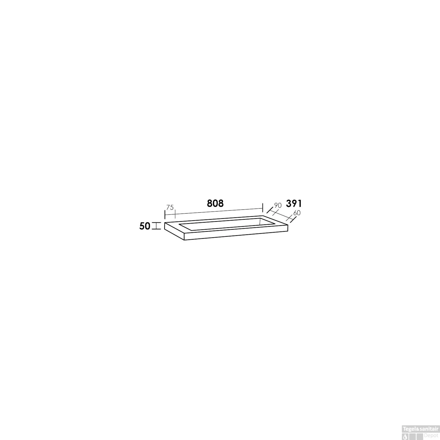 Wastafelblad 80 XXS Artificial Stone 0 Kraangaten 5 Wastafelblad 80 XXS Artificial Stone 0 Kraangaten - Afbeelding 3