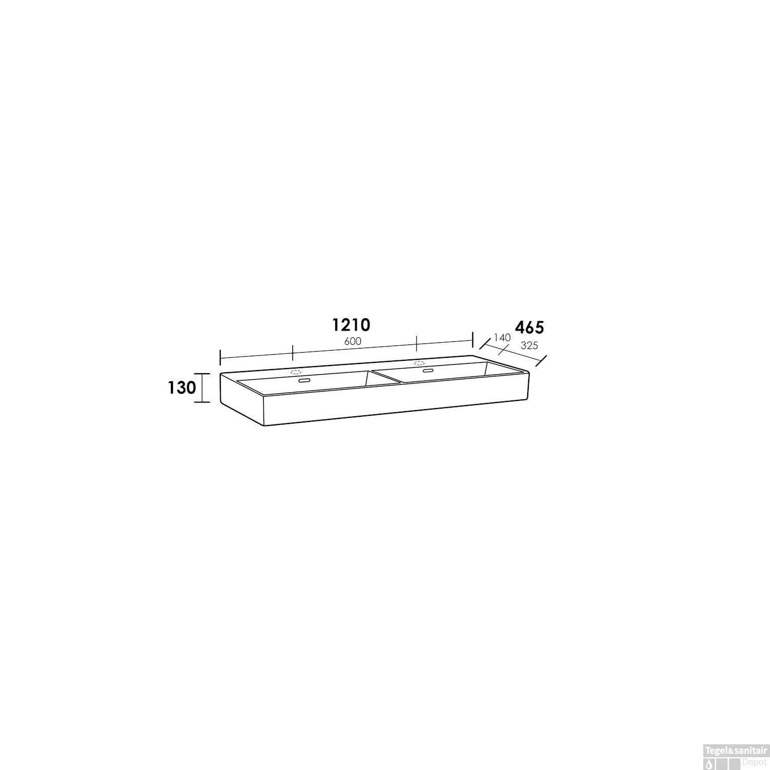 Wastafelblad Exclusive Line 120-2 Legend 2 Kraangaten Mat Zwart 5 Wastafelblad Exclusive Line 120-2 Legend 2 Kraangaten Mat Zwart - Afbeelding 3