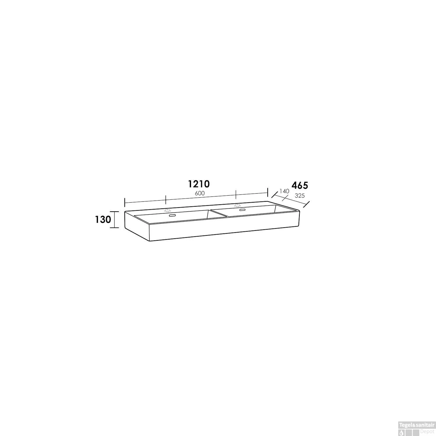 Wastafelblad Exclusive Line 120-2 Legend 0 Kraangaten Wit 5 Wastafelblad Exclusive Line 120-2 Legend 0 Kraangaten Wit - Afbeelding 3