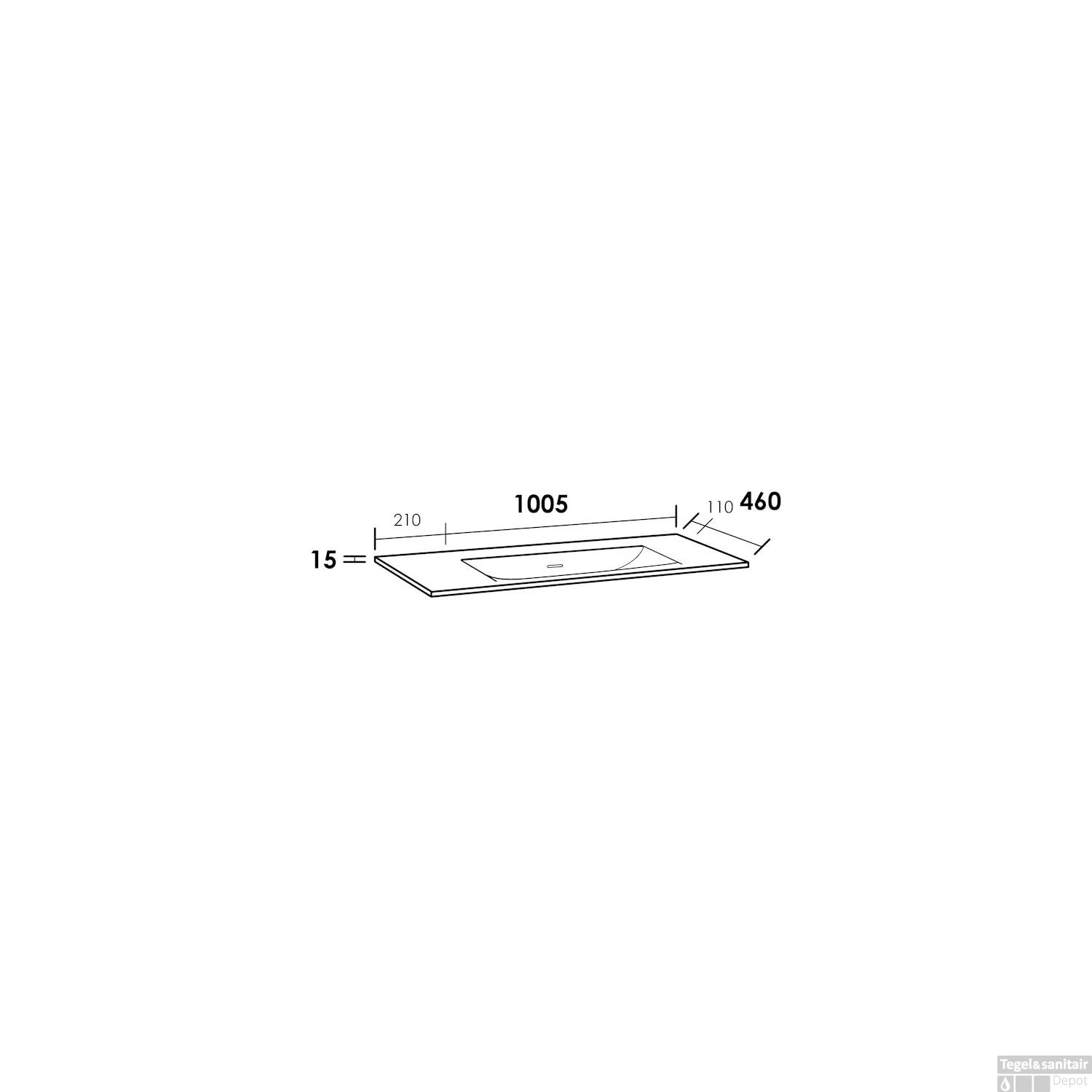 Wastafelblad Exclusive Line 100 Furiosa Mat 0 Kraangaten 5 Wastafelblad Exclusive Line 100 Furiosa Mat 0 Kraangaten - Afbeelding 3