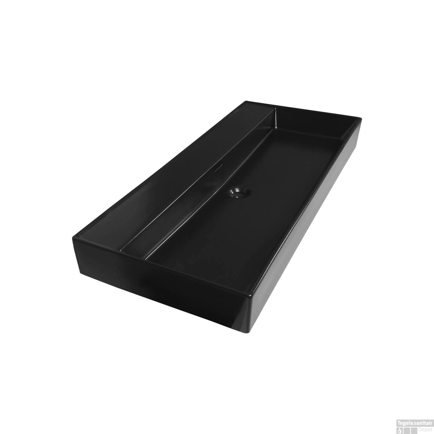 Wastafelblad Legend 100 0 Kraangaten Mat Zwart 3 Wastafelblad Legend 100 0 Kraangaten Mat Zwart