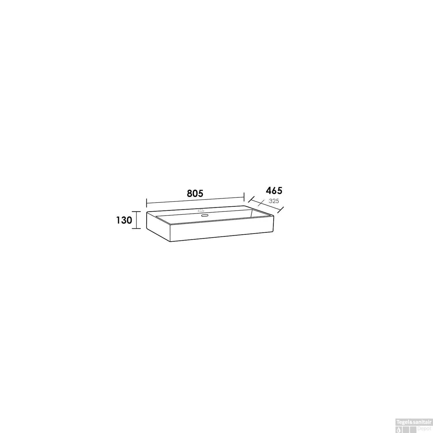 Wastafelblad Legend 80 0 Kraangaten Mat Zwart 5 Wastafelblad Legend 80 0 Kraangaten Mat Zwart - Afbeelding 3