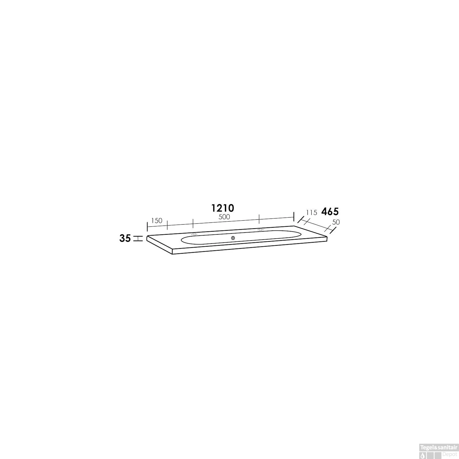 Wastafelblad Exclusive Line 120-1 Palermo 0 Kraangaten 5 Wastafelblad Exclusive Line 120-1 Palermo 0 Kraangaten - Afbeelding 3