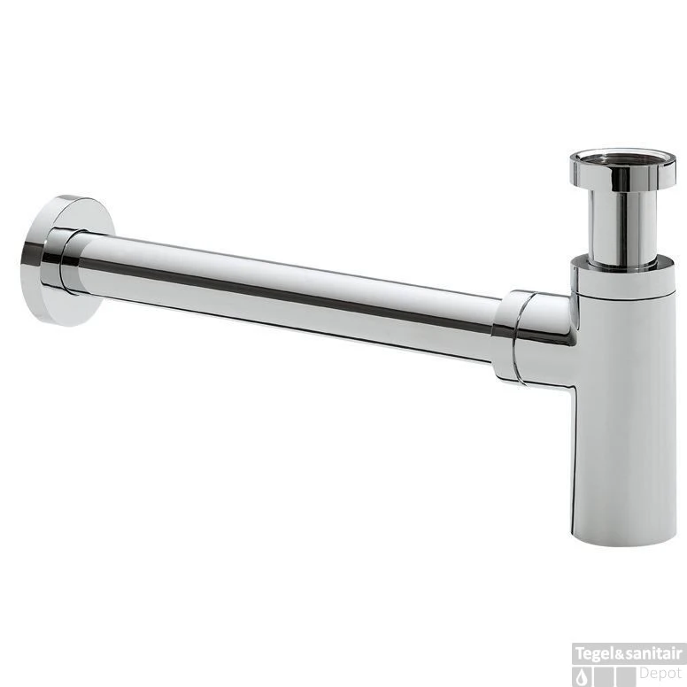 Wiesbaden Luxe Bekersifon Rond Incl Muurbuis En Rozet. Chroom 3 Wiesbaden Luxe Bekersifon Rond Incl Muurbuis En Rozet. Chroom