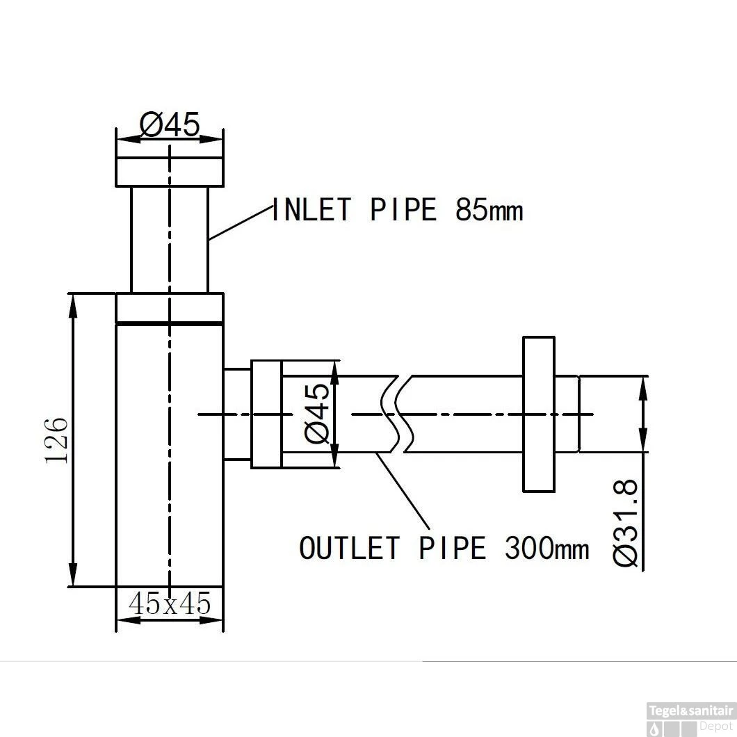 Wiesbaden Luxe Bekersifon Vierkant Incl Muurbuis En Rozet. Inox/RVS 4 Wiesbaden Luxe Bekersifon Vierkant Incl Muurbuis En Rozet. Inox/RVS - Afbeelding 2