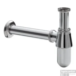 Wiesbaden Standaard Bekersifon Rond Incl Muurbuis En Rozet. Chroom