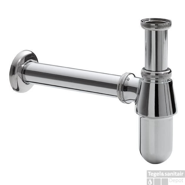 Wiesbaden Standaard Bekersifon Rond Incl Muurbuis En Rozet. Chroom 3 Wiesbaden Standaard Bekersifon Rond Incl Muurbuis En Rozet. Chroom