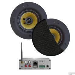 Wifi-Audio Versterker Aquasound Airplay + DLNA 50W Inclusief Speakerset Aquasound Samba 205 Mm Zwart