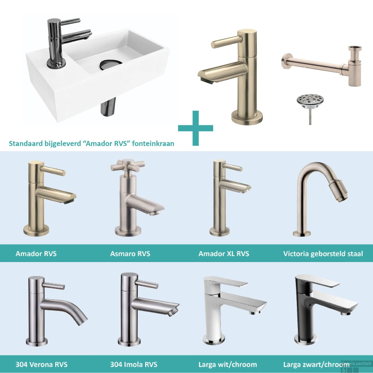 FonteinPack Ink Versus Links Mat Wit RVS (Keuze Uit 8 Kranen) 3 FonteinPack Ink Versus Links Mat Wit RVS (Keuze Uit 8 Kranen)