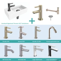 FonteinPack Ink Versus Links Glans Wit RVS (Keuze Uit 8 Kranen)