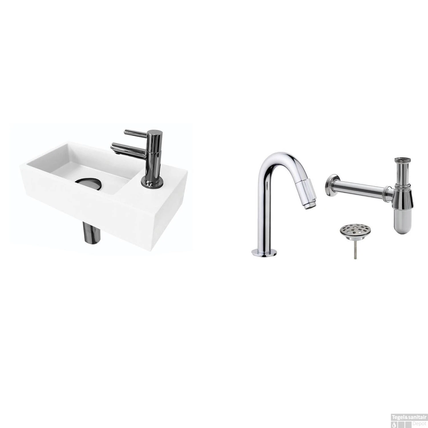 FonteinPack Ink Versus Rechts Mat Wit Chroom (Keuze Uit 20 Kranen) 8 FonteinPack Ink Versus Rechts Mat Wit Chroom (Keuze Uit 20 Kranen) - Afbeelding 6