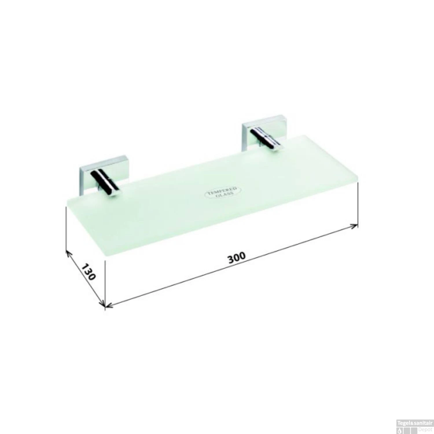 Glazen Planchet Sapho X-Square 30x5.5 Cm Chroom 4 Glazen Planchet Sapho X-Square 30x5.5 Cm Chroom - Afbeelding 2