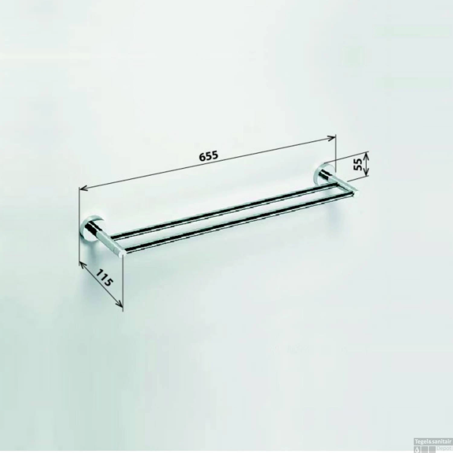 Dubbele Handdoekhouder Sapho X-Round Hangend 65.5 Cm Chroom 4 Dubbele Handdoekhouder Sapho X-Round Hangend 65.5 Cm Chroom - Afbeelding 2