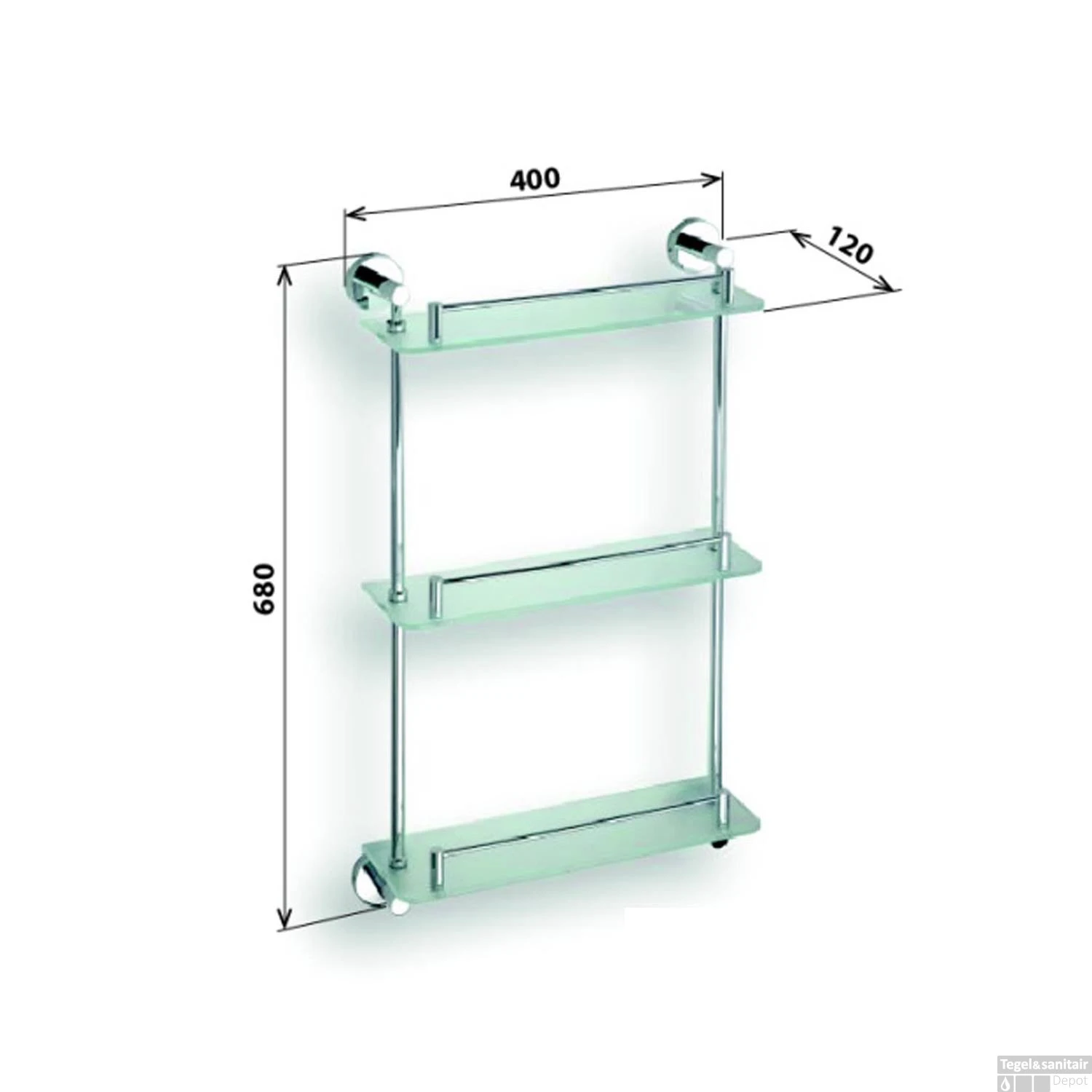 Drievoudige Glazen Planchet Sapho X-Round 40x68x12 Cm Chroom 4 Drievoudige Glazen Planchet Sapho X-Round 40x68x12 Cm Chroom - Afbeelding 2