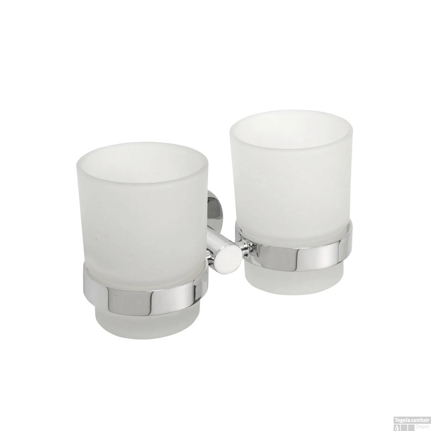 Dubbele Bekerhouder Sapho X-Round Hangend Chroom / Melkglas 3 Dubbele Bekerhouder Sapho X-Round Hangend Chroom / Melkglas