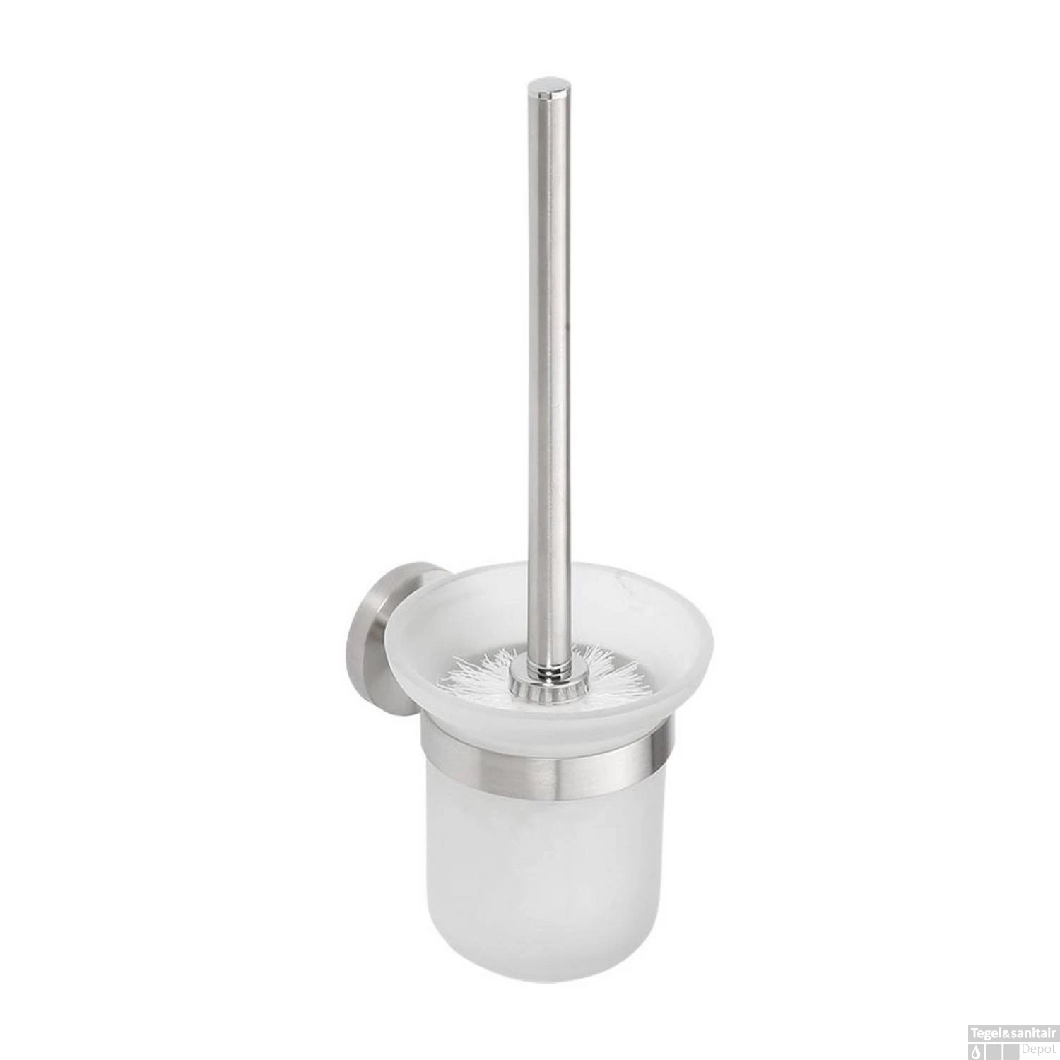 Toiletborstelhouder Sapho X-Steel Hangend 11.5x32.5 Cm Geborsteld RVS / Melkglas 3 Toiletborstelhouder Sapho X-Steel Hangend 11.5x32.5 Cm Geborsteld RVS / Melkglas