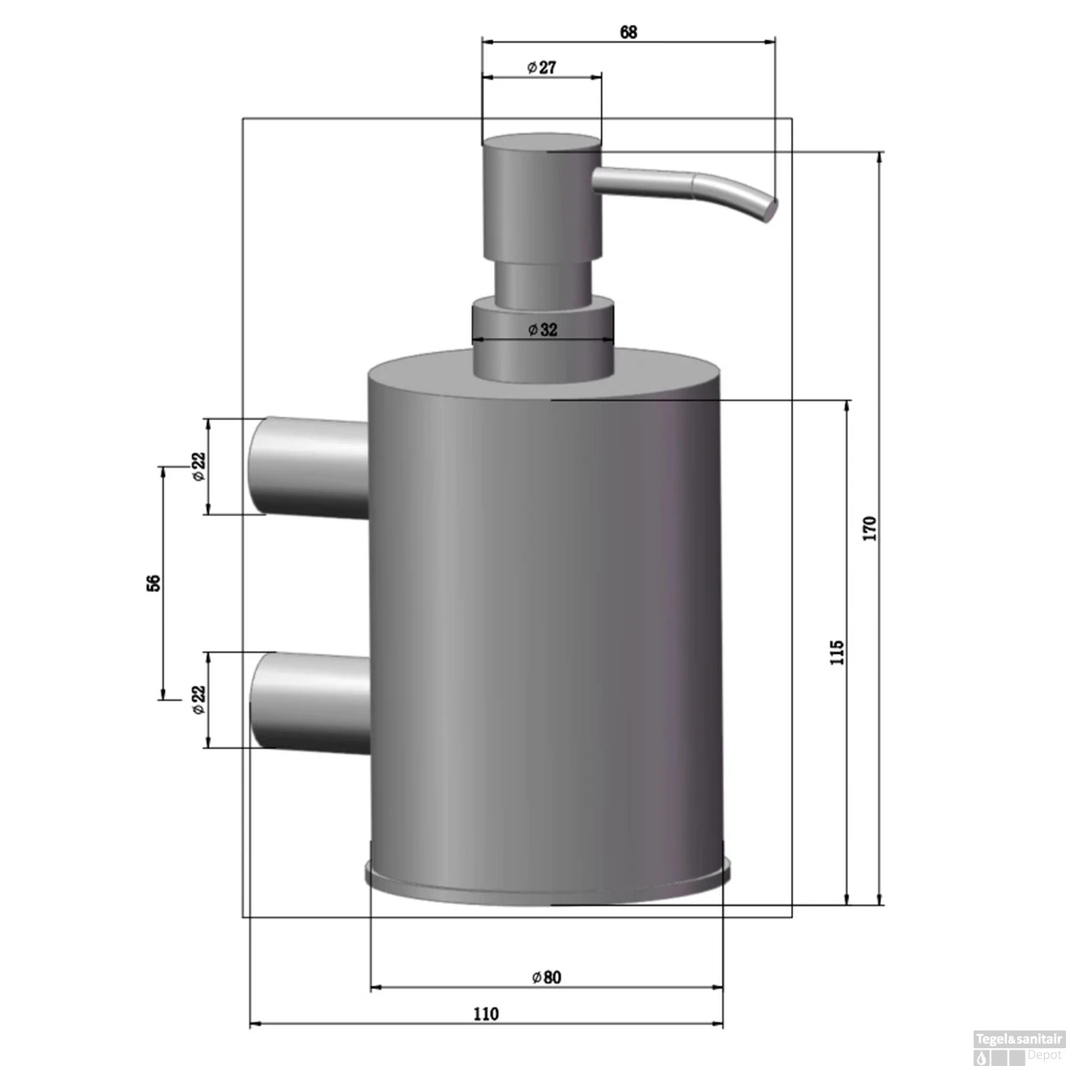Zeepdispenser Boss & Wessing Academy Mat Zwart 6 Zeepdispenser Boss & Wessing Academy Mat Zwart - Afbeelding 4