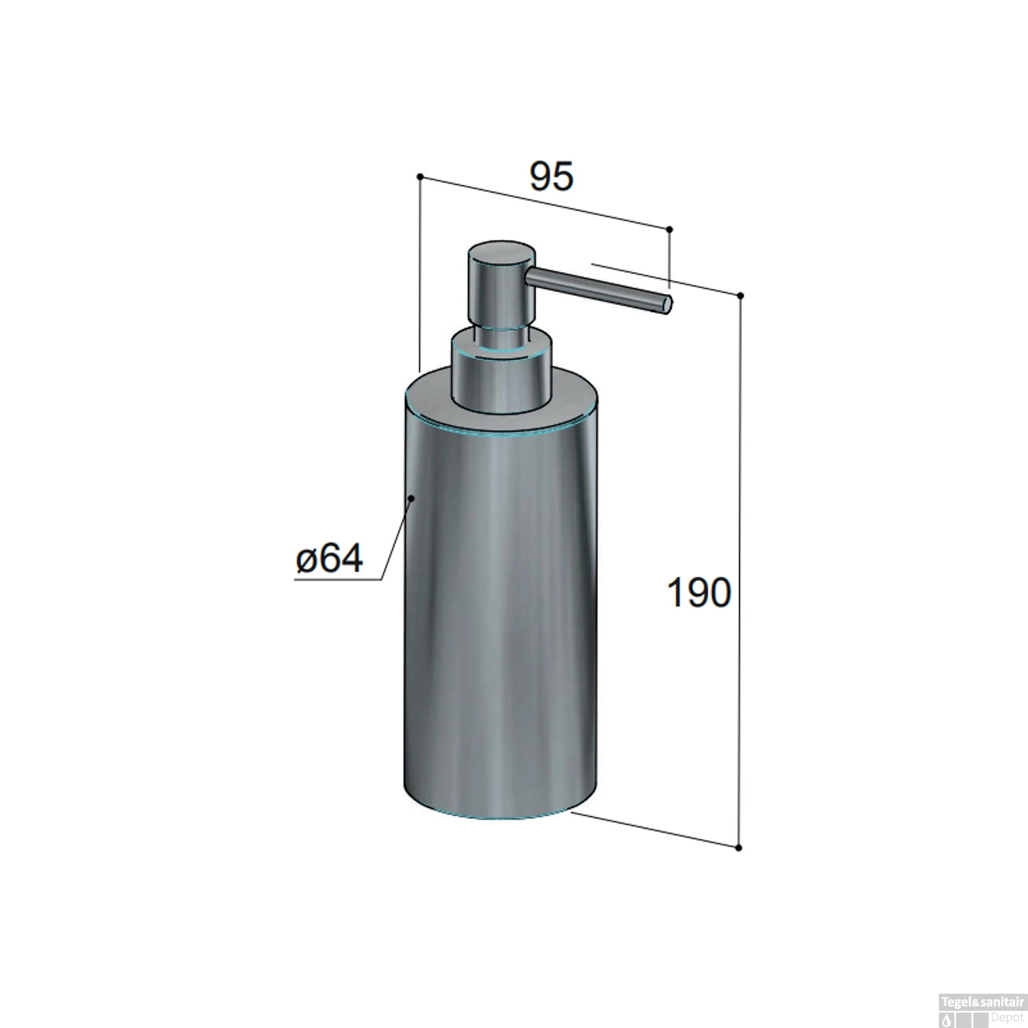 Zeepdispenser Hotbath Archie Geborsteld Gunmetal PVD 4 Zeepdispenser Hotbath Archie Geborsteld Gunmetal PVD - Afbeelding 2