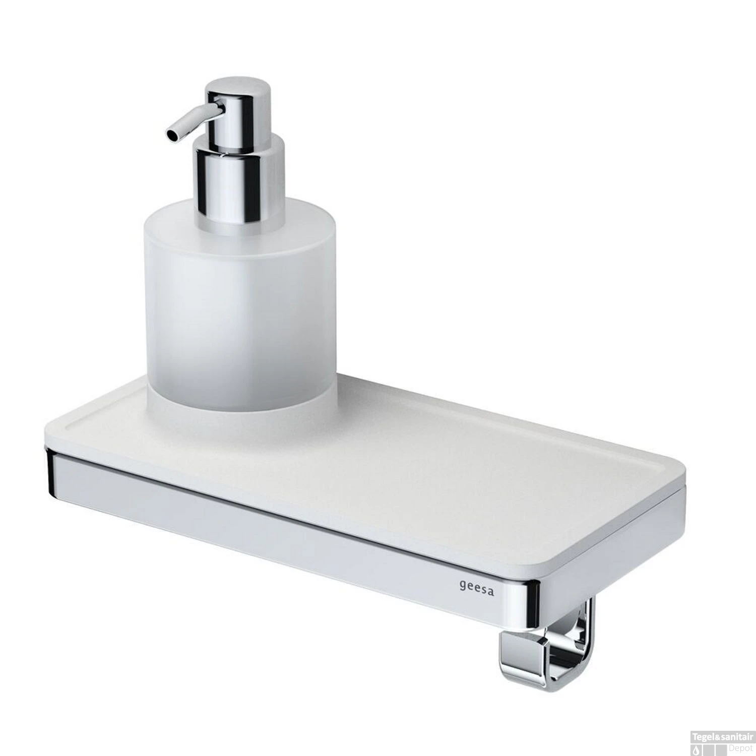Planchet Met Zeepdispenser En Handdoekhaak Geesa Frame Wit Chroom 3 Planchet Met Zeepdispenser En Handdoekhaak Geesa Frame Wit Chroom