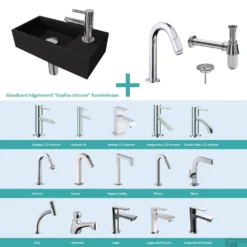 FonteinPack Ink Versus Rechts Zwart Chroom (Keuze Uit 20 Kranen)
