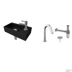 FonteinPack Ink Versus Rechts Zwart Chroom (Keuze Uit 20 Kranen) -Goedkope Stijl Baden Winkel zwart rechts chroom shop